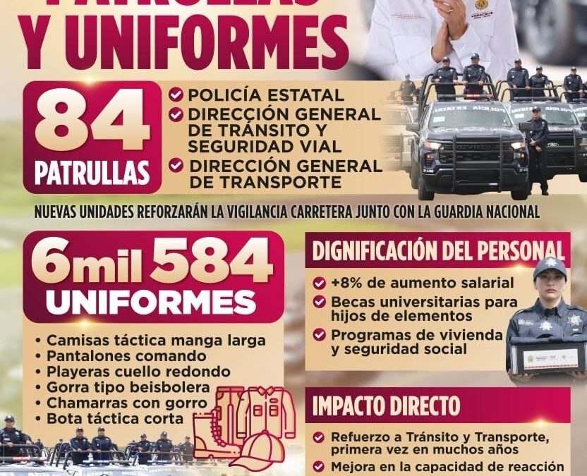 Veracruz fortalece su seguridad con nuevas patrullas y mejores condiciones para policías