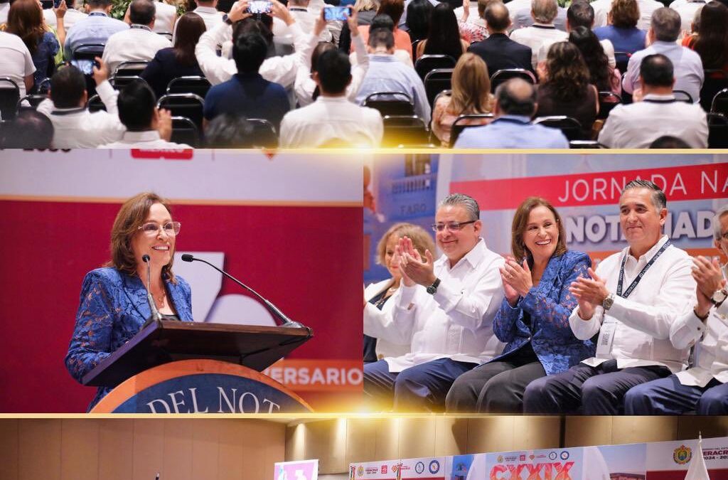 Veracruz recibe a notarios de todo México en Jornada Nacional; Nahle y Sheinbaum prometen justicia y transparencia