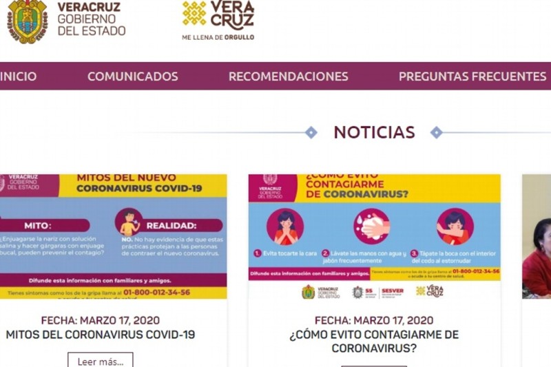 Gobierno de Veracruz crea sitio web para consultar información sobre coronavirus