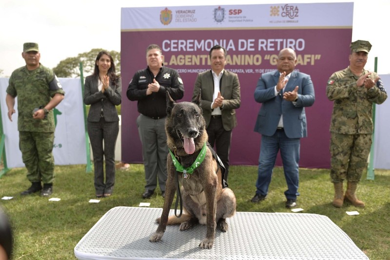 Perro policía se retira con honores de la SSP